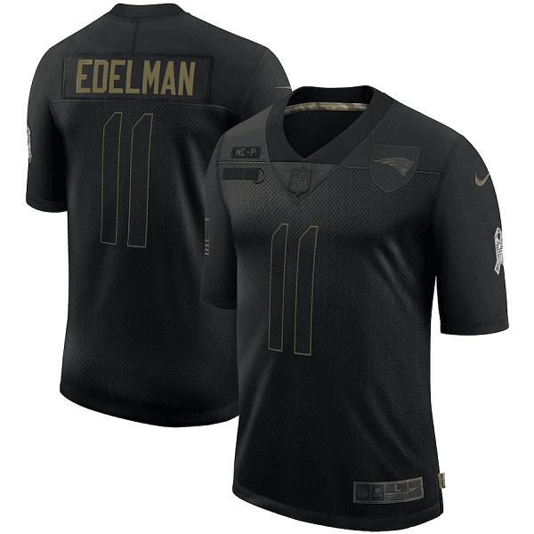 Men's New England Patriots #11 Julian Edelman Black NFL 2020 Salute To Service Limited Stitched Jersey
